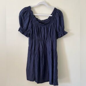 Old Navy Navy Blue Puff Sleeve Smocked Dress